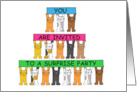 Surprise Party Invitation Cartoon Cats Holding Up Banners card