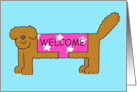 Welcome to the Neighbourhood Cartoon Dog in a Fun Coat card