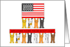 Welcome Home from Boot Camp Cartoon Cats and USA Flag card