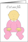 C’est Une Fille it’s a Girl Congratulations in French card