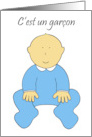 C’est un Garcon it’s a Boy in French Cute Cartoon Baby card