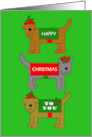 Happy Christmas Cute Cartoon Dogs Wearing Festive Outfits card