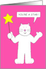 Happy Birthday Youre a Star Cute Cartoon Cat with a Wand card