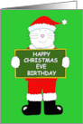 Christmas Eve Birthday Cartoon Cat in Santa Outfit card