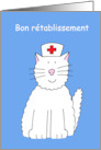 Get Well Soon in French Bon Rtablissement Cute Cartoon Cat card