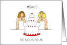 Merci de Nous Deux Lesbian Wedding Thank you Two Cartoon Brides card