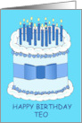 Happy Birthday Cartoon Cake and Candles to Personalize with Any Name card