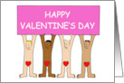 Happy Valentine’s Day Almost Naked Men Wearing Hearts Cartoon Humor card