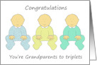 Congratulations You’re Grandparents to Triplets Cartoon Babies card