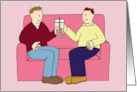 Gay Male Valentine Couple Celebrating with Glasses of Champagne card