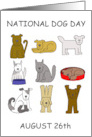 Happy National Dog Day August 26th Cute Cartoon Dogs card