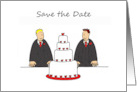 Save the Date Two Gay Grooms Cartoon Wedding Civil Partnership card