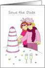 Save the Date Two Fun Cartoon Brides Wedding Civil Partnership card