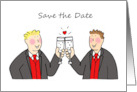 Save the Date Two Cartoon Gay Grooms Wedding Civil Partnership card