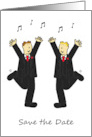 Save the Date Two Gay Grooms Dancing Wedding Civil Partnership card
