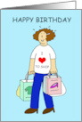 Happy Birthday Shopaholic Love to Shop Cartoon Lady Shopping card
