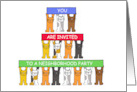 Neighborhood Party Invitation Cartoon Cats Holding Banners Up card