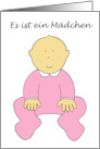 Es ist ein Mdchen New Baby Girl in German Cute Cartoon Baby card