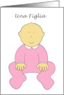 Una Figlia Baby Girl Announcement in Italian Cute Cartoon Baby card