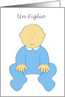 Un Figlio New Baby Boy Announcement in Italian Cute Cartoon Baby card