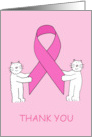 Thank You for Breast Cancer Support Pink Ribbon and Cartoon Kittens card