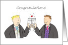 Congratulations Two Grooms Gay Male Wedding Civil Union Anniversary card