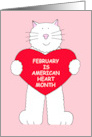 American Heart Month February Cartoon Cat with Giant Heart card