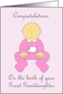 Congratulations on the Birth of Great Granddaughter Cartoon Baby Girl card