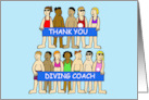 Thank You Diving Coach Cartoon Group of Youngsters card