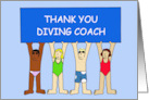 Thank You Diving Coach Humorous Cartoon Young People card