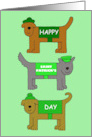 Happy St. Patrick’s Day Cartoon Dogs in Cute Hats and Coats card