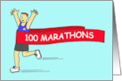 100 Marathons Congratulations for Male Runner Cartoon card