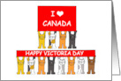 Happy Victoria Day I Love Canada Cartoon Cats and Flag card