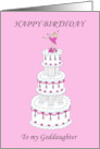 Happy Birthday Goddaughter Ballerina on a Pretty Pink and White Cake card