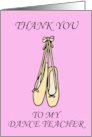 Thank You to Dance Teacher Pink Ballet Shoes card