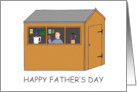Happy Father’s Day Miss You Dad Man in Shed Cartoon card