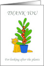 Thank You for Watering the Plants with Cartoon Ginger Cat card