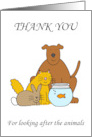 Thank You for Looking after the Animals Pets Pet Sitter Cute Cartoon card