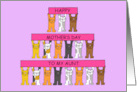 Happy Mother’s Day to My Aunt Cartoon Cats Holding Banners card