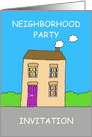 Neighborhood Party Invitation, Cartoon House. card