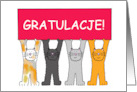 Congratulations in Polish Gartulacje Cartoon Cats Holding a Banner card