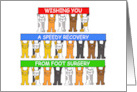 Foot Surgery Speedy Recovery Cartoon Cats Holding Banners card