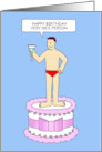 Happy Birthday Cartoon Man in Underpants to Customize Any Name card