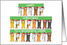 Carer Happy Christmas with Cartoon Cats Wearing Santa Hats card