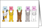 Gay Male Wedding Civil Union or Marriage Congratulations Cartoon Cats card
