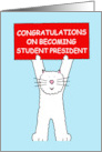 Student President Congratulations Cute Cartoon White Cat card