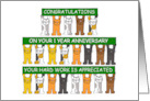 1 Year Work Anniversary Congratulations Cartoon Cats card