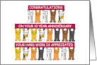 10 Year Work Anniversary Congratulations Cartoon Cats Holding Banners card