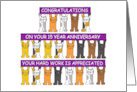 15 Year Work Anniversary Cartoon Cats Holding Up Banners card