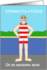 Awesome Swim Congratulations Retro Male Swimmer Cartoon card